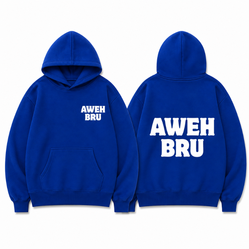 CUSTOM AWEH BRU BLUE HOODIE
